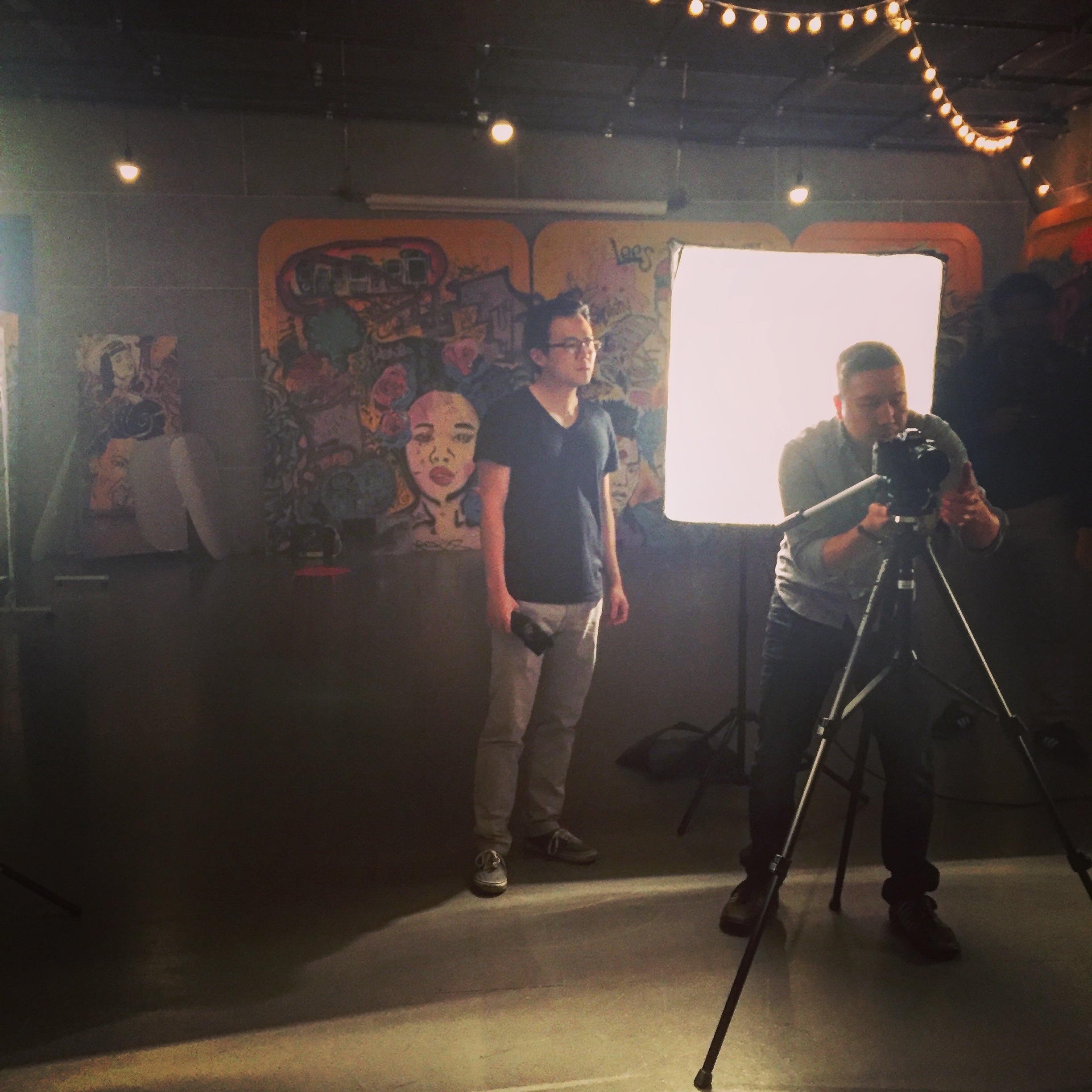 Videographers setting up
